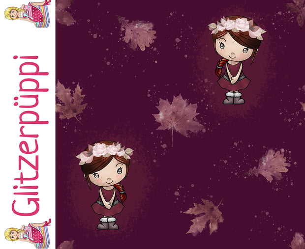 French Terry fabric Cartoon Wine red