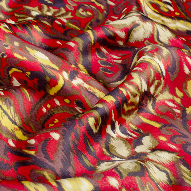 Satin Duchesse tissu paisley Rouge Bordeaux