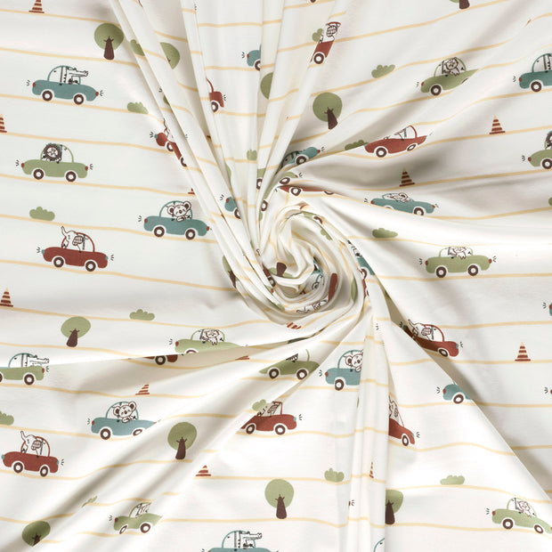 Jersey fabric Off White printed 