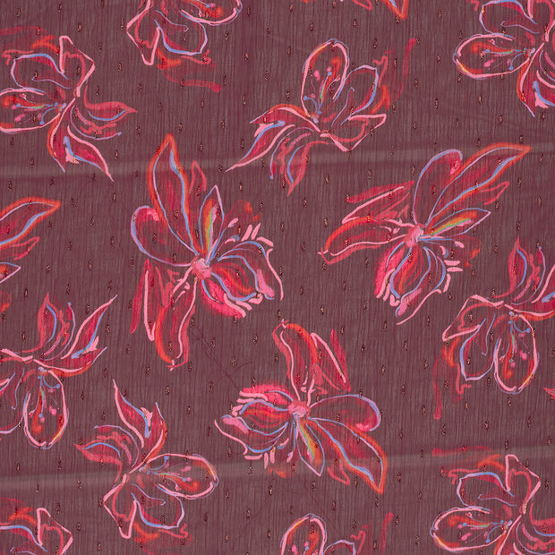 Chiffon fabric Bordeaux semi-transparent 