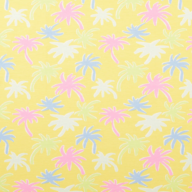 Jersey fabric Palmtrees Yellow