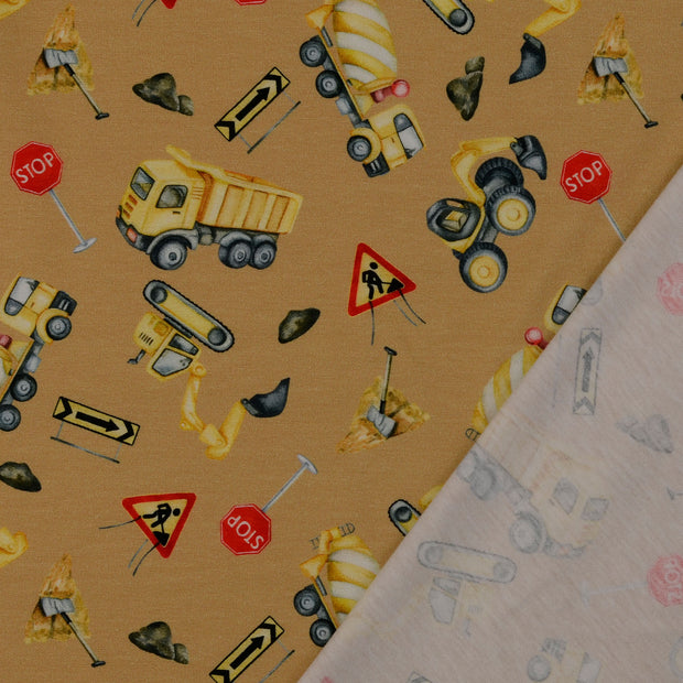 Jersey fabric Beige digital printed 