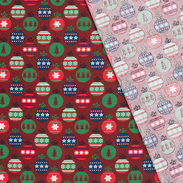 Cotton Poplin fabric Christmas balls printed 