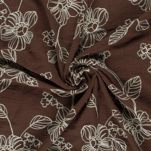  fabric Brown embroidered 