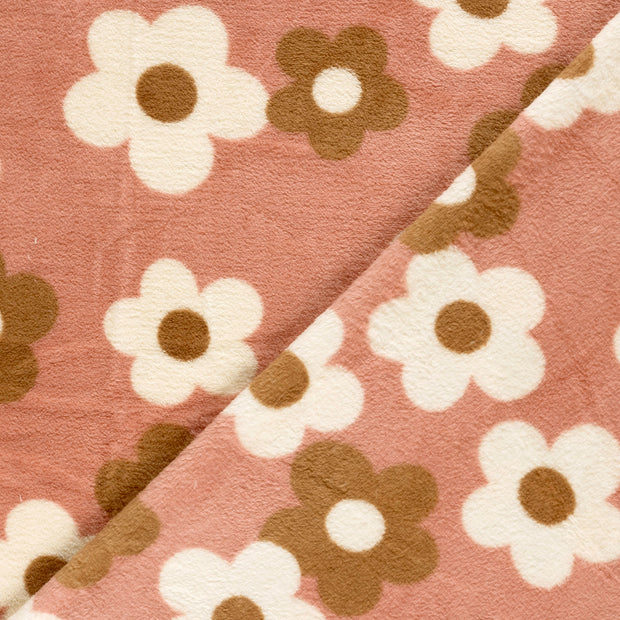 Coral Fleece fabric Flowers printed 