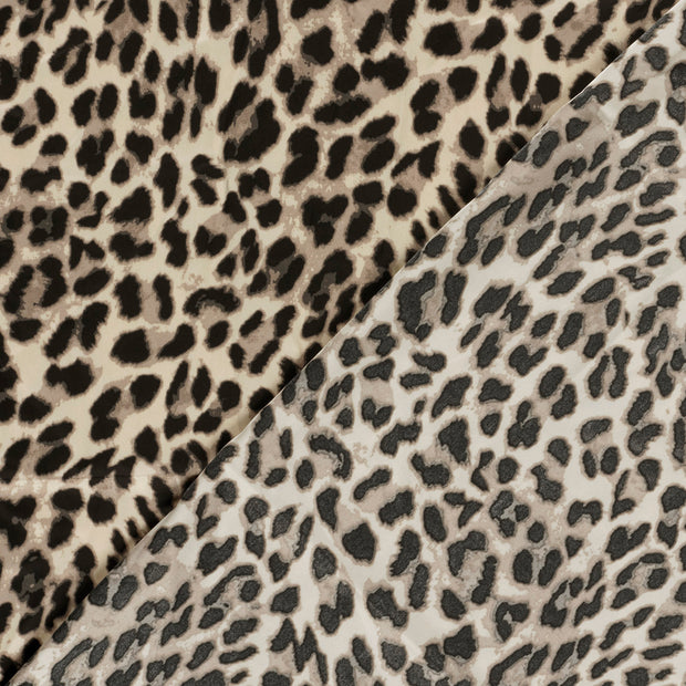 Satén Duchesse tela Leopardos estampado 