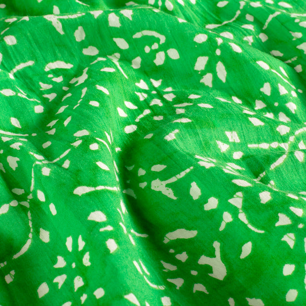Voile fabric Flowers Lime Green