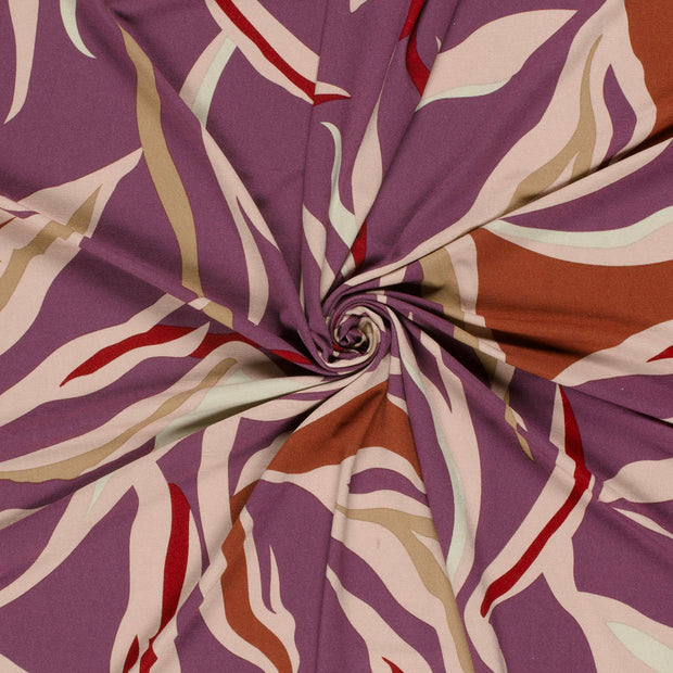 Viscose Vortex Jerséis tela Aubergine estampado 
