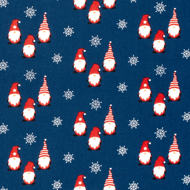 Cotton Poplin fabric Gnomes Navy