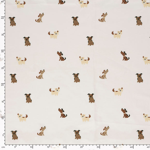 Jersey fabric Dogs Off White