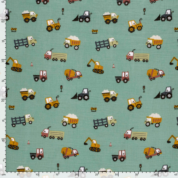 Muslin fabric Vehicles Indigo