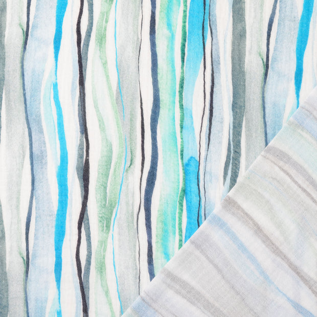 Muslin fabric Light Blue digital printed 