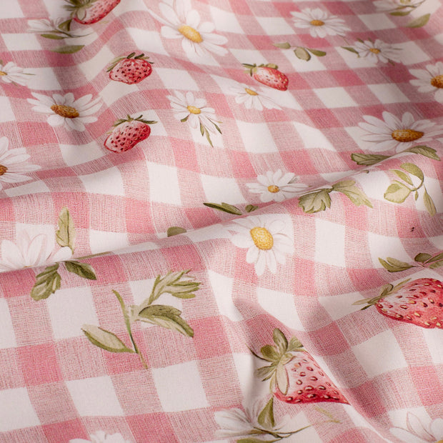 Katoen Poplin stof Bloemen Roze