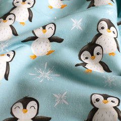 digital printed Penguins Aqua