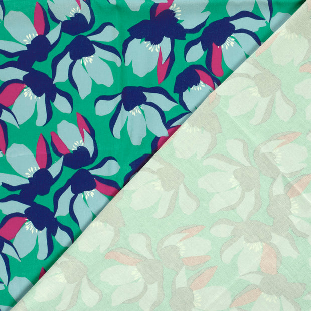 Satin de coton tissu fleurs imprimé 