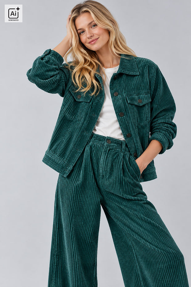 Corduroy 4.5w fabric Unicolour Turquoise