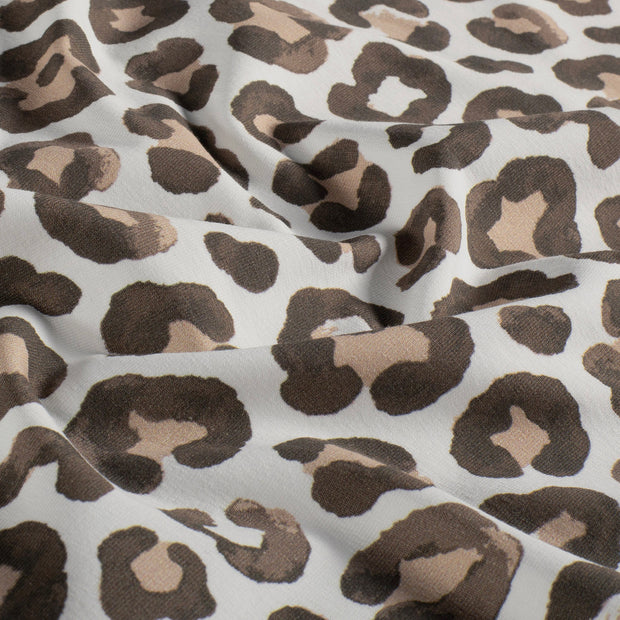French Terry GOTS organic fabric Leopards Dark Green