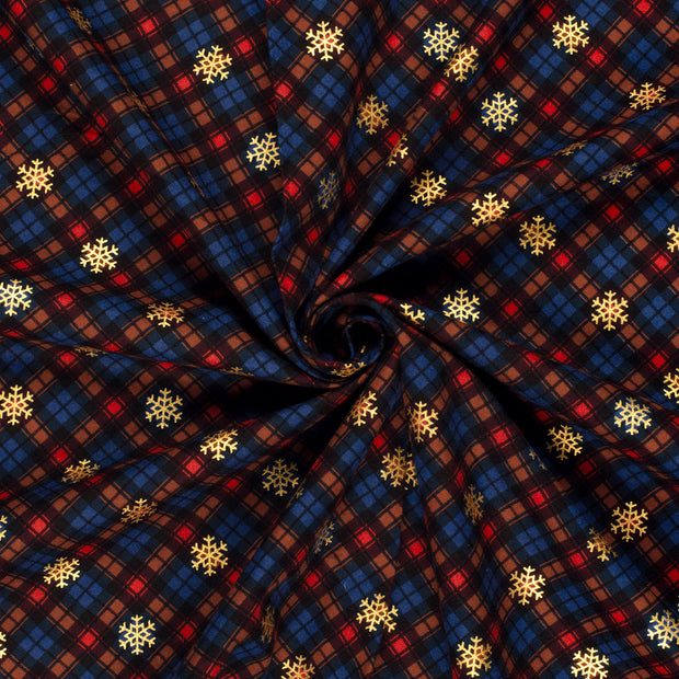 Flannel fabric Navy foiled 