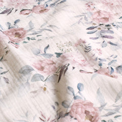 Mousseline digitaal bedrukt Bloemen Gebroken wit