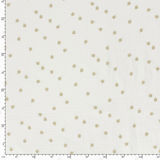 Muslin fabric Leaves Off White