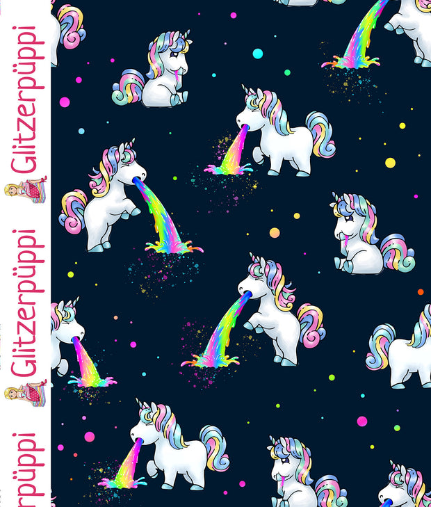 Jersey fabric Unicorn Navy