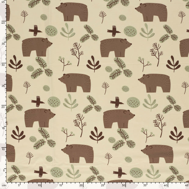 French Terry fabric Bears Beige