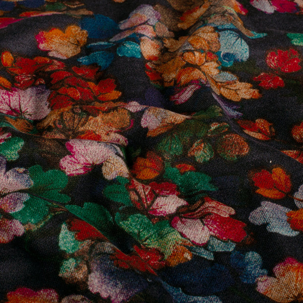 Poly Viscose Jersey fabric Abstract Navy