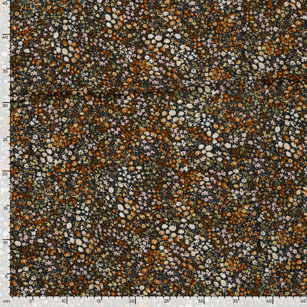 Viscosa Poplin tela Flores Azul marino