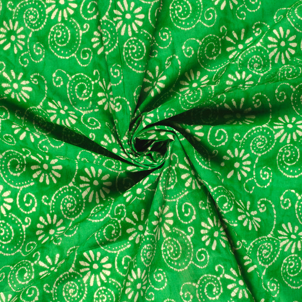 Voile fabric Lime Green printed 
