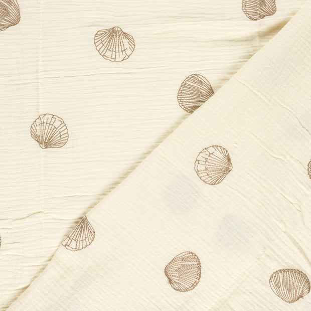 Muslin fabric Shells embroidered 
