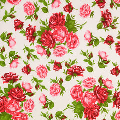 printed Roses White
