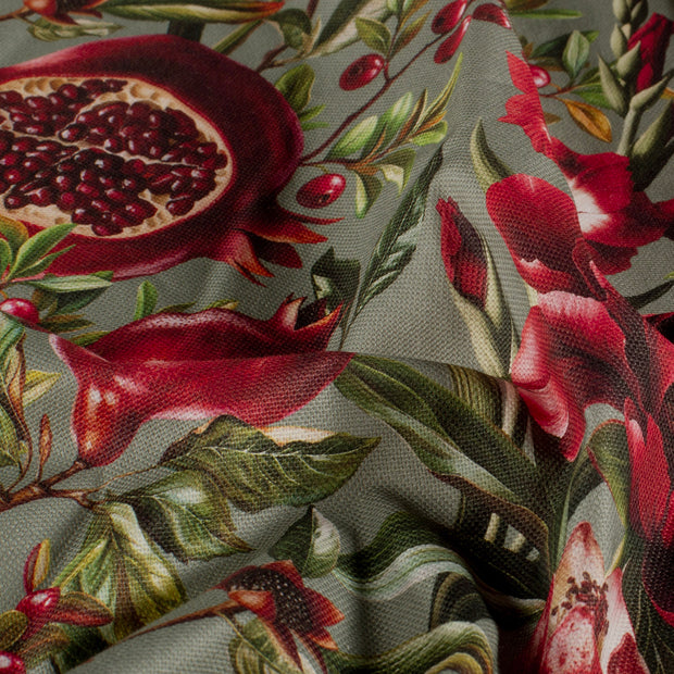 Panama fabric Flowers Green