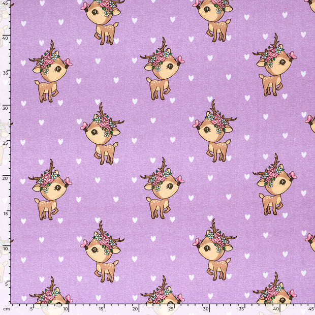 French Terry fabric Deer Lila