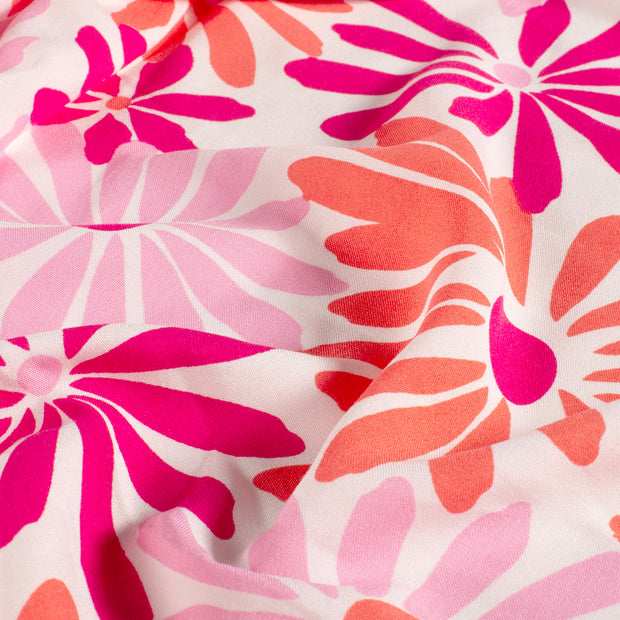 Bamboo Poplin fabric Flowers Pink