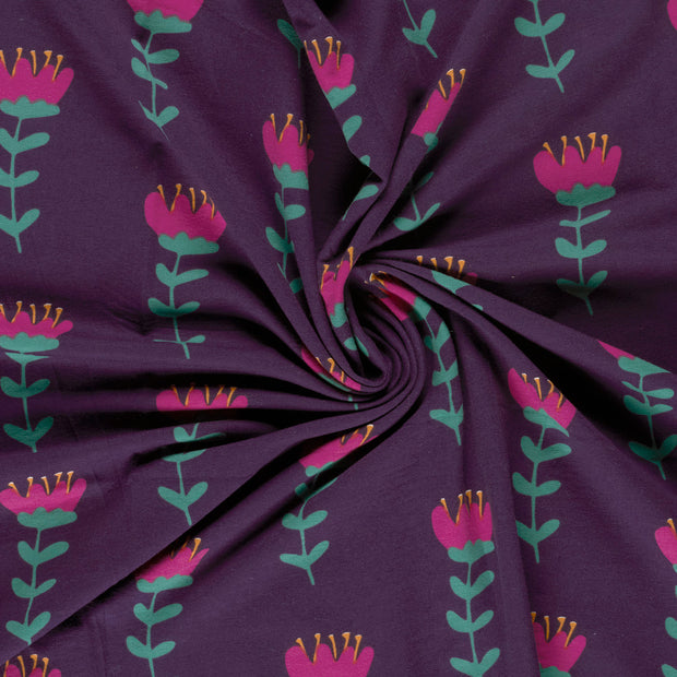 French Terry fabric Purple digital printed 