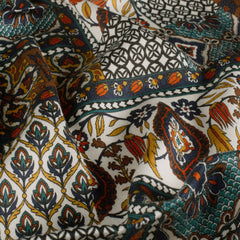 Viscose Satijn bedrukt Abstract Turquoise