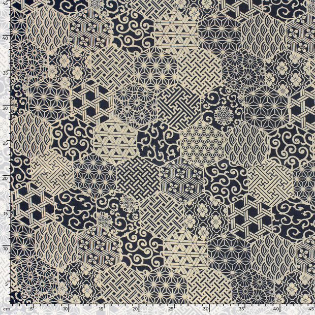 Voile fabric Abstract Indigo
