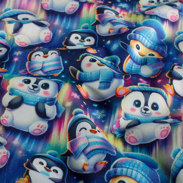 Softshell fabric Penguins Cobalt