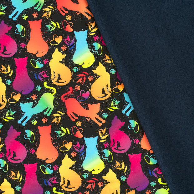 Softshell fabric Cats Navy