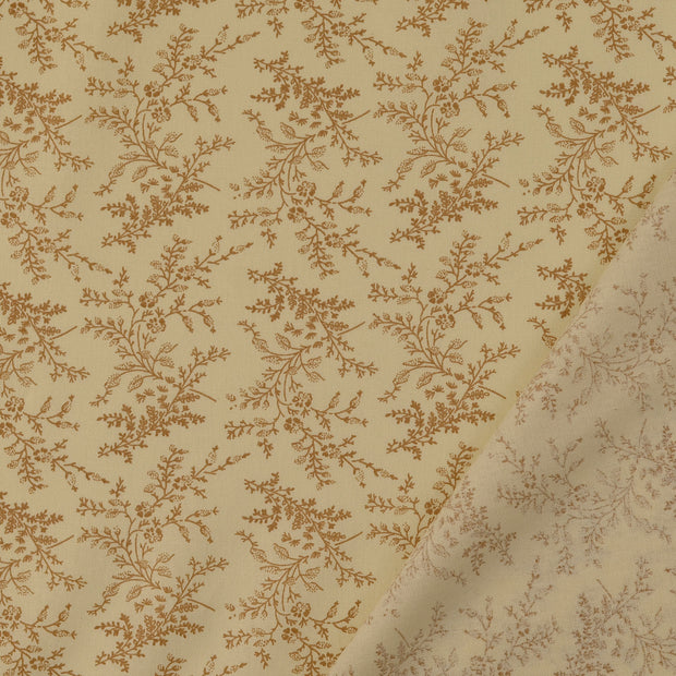 Popeline de Coton tissu Beige imprimé 