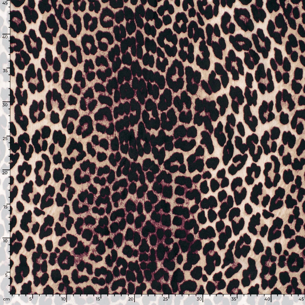 Satin Velvet fabric Leopards Beige