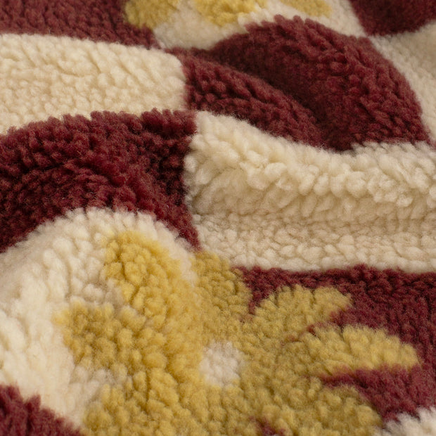 Sherpa Fleece fabric Flowers Beige