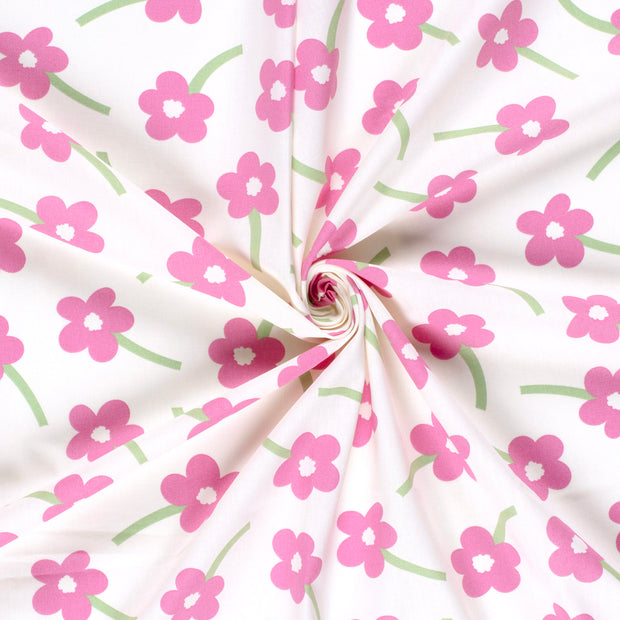 Cotton Poplin fabric Off White printed 