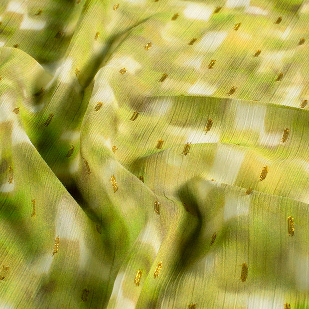 Chiffon fabric Glitter Khaki Green