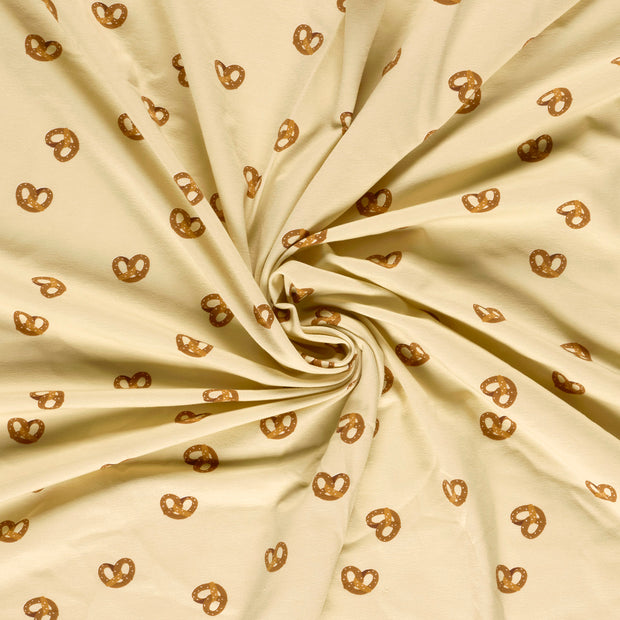 Jersey fabric Beige printed 