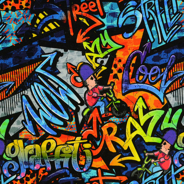 French Terry fabric Graffiti Multicolor