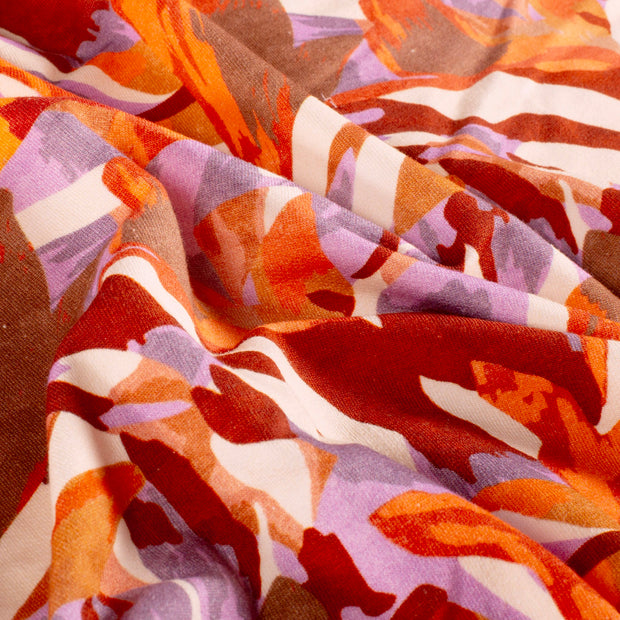 French Terry stof Abstract Oranje