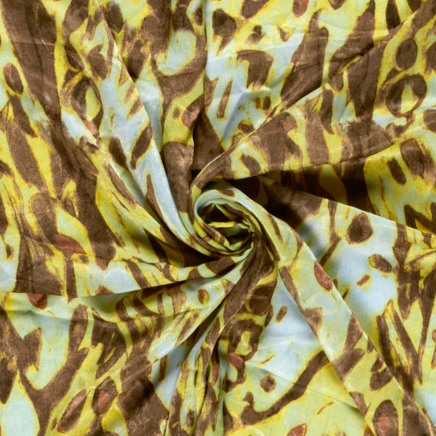 Satin Velvet tela Amarillo mantequilla estampado 