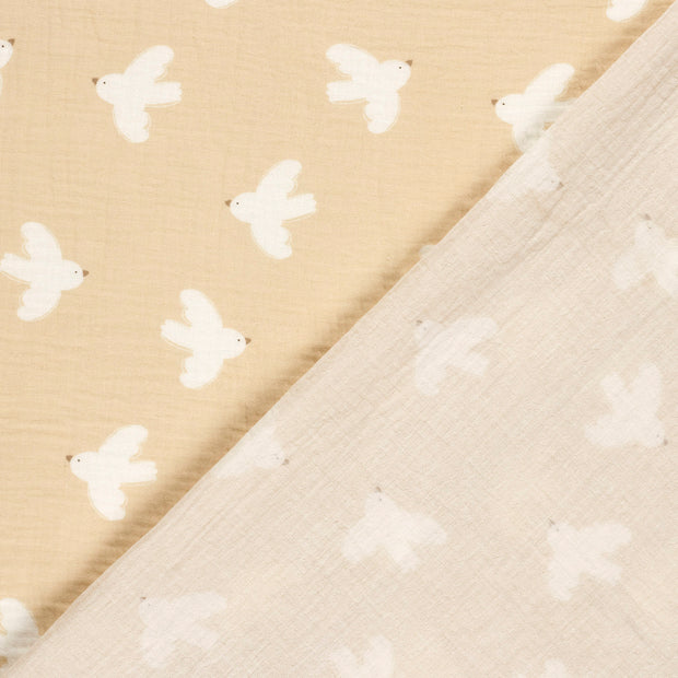 Muslin fabric Birds printed 