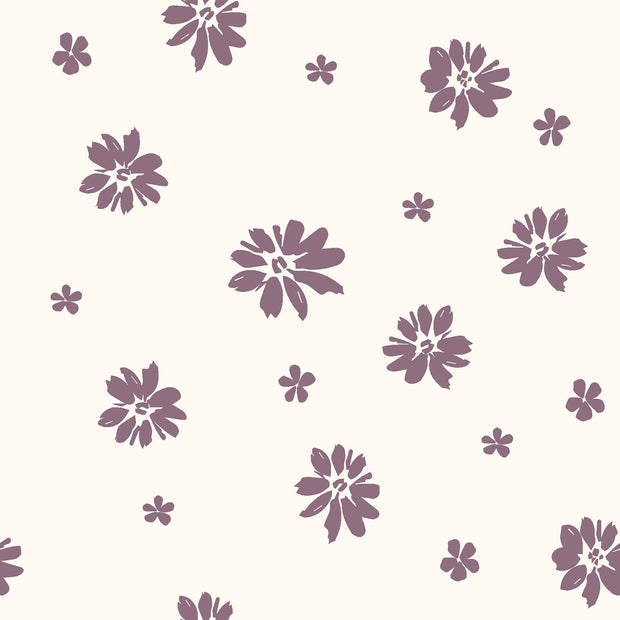 Cotton Jersey fabric Flowers Off White